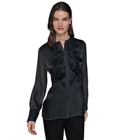 Karl Lagerfeld Paris Ruffled-Front Organza Blouse
