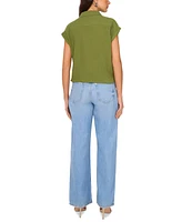Vince Camuto Women's Cotton Short-Sleeve Tie-Front Blouse