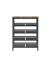 Mdf Industrial Shoe Rack, Adjustable Rustic Style 5-Tier Shoe Rack Storage Rack With 4 Grid Shelves