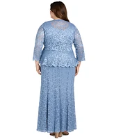 R & M Richards Plus Metallic Lace Jacket and Dress