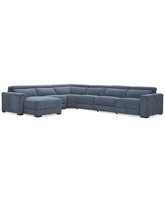 Nevio -Pc. Fabric Power Headrest Sectional with 1 Motion Chair