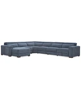 Nevio -Pc. Fabric Power Headrest Sectional with 1 Motion Chair