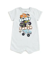 Monster Jam Toddler Boys Romper and Bucket Sun Hat Outfit Set