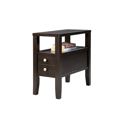 24" Brown End Table With Two Drawers
