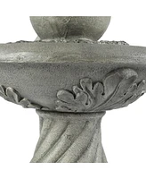 LuxenHome Gray Resin Cherub Birdbath Outdoor Patio Fountain