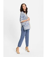 Olsen Women's Paisley Kimono with Embroidered Trim