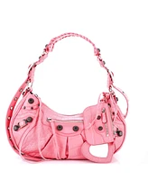 Pre-Owned Balenciaga Small Le Cagole Giant Studs Shoulder Bag Embossed Leather