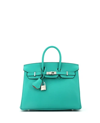 Pre-Owned Hermes Birkin 25 Handbag Verso Novillo with Palladium Hardware
