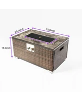 Outdoor Fire Table Propane Fire Pit Rattan gas fire table, gas fire table with tile tabletop