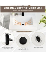 25 Inch Bathroom Vanity Sink Combo Cabinet with Doors and Open Shelf
