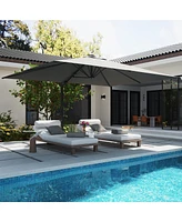 Mondawe 13ft Square Solar Led Cantilever Patio Umbrella with Included Base & Bluetooth Light
