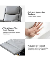 Carlos Transitional Genuine Leather Swivel Rocker Recliner with Metal Base