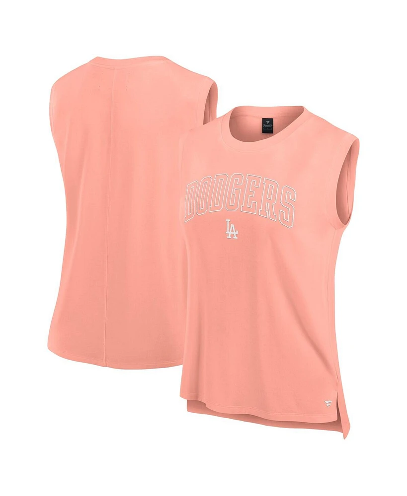 Fanatics Women's Coral Los Angeles Dodgers Studio Gym Tank Top