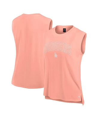Fanatics Women's Coral Los Angeles Dodgers Studio Gym Tank Top