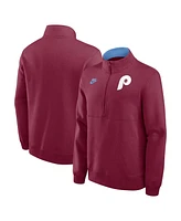 Nike Men's Burgundy Philadelphia Phillies Cooperstown Collection Fleece Half-Zip Pullover Sweatshirt