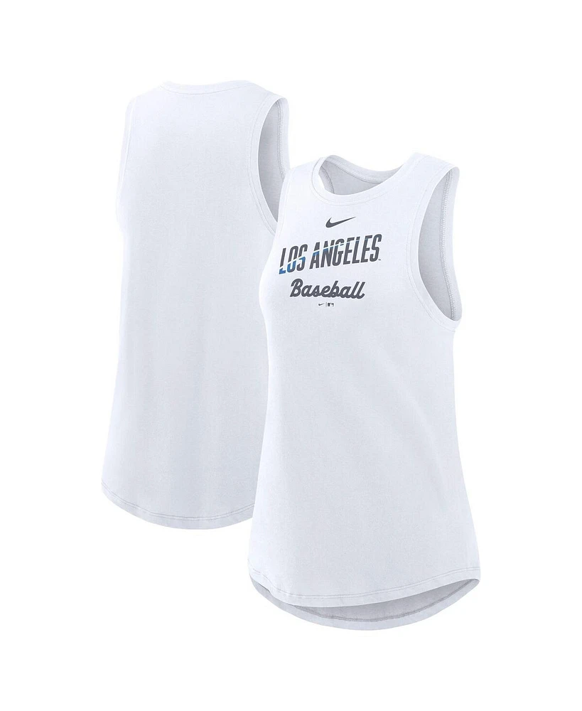Nike Women's White Los Angeles Dodgers City Connect Tricode High Neck Performance Tank Top