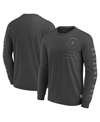 Fanatics Men's Gray Los Angeles Lakers Elements Future Ground Tonal Info Long Sleeve T-Shirt