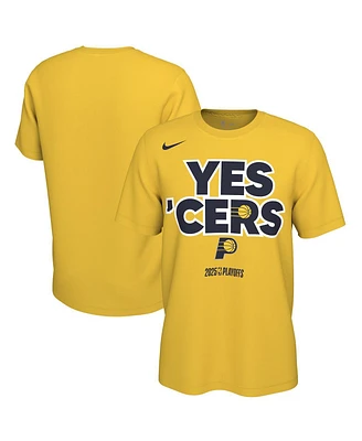 Nike Men's and Women's Gold Indiana Pacers 2025 Nba Playoffs On-Court Mantra T-Shirt