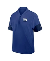 Nike Men's Royal New York Giants Sideline Short Sleeve Quarter-Zip Coach Jacket