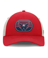 Fanatics Men's Red/Gray Washington Capitals 2025 Stanley Cup Playoffs Locker Room Trucker Adjustable Hat