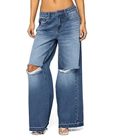 Edikted Women's Xenia Distressed Low Rise Jeans