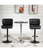 Adjustable Bar Stools Set of 2 with Swivel Seat Tufted Cushions and Metal Footrest for Home Bar Kitchen Island or Counter Height Seating-The Pop Home