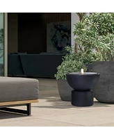 LuxenHome Dark Gray Resin Round Bubbler 18.7" Tall Outdoor Fountain with Lights
