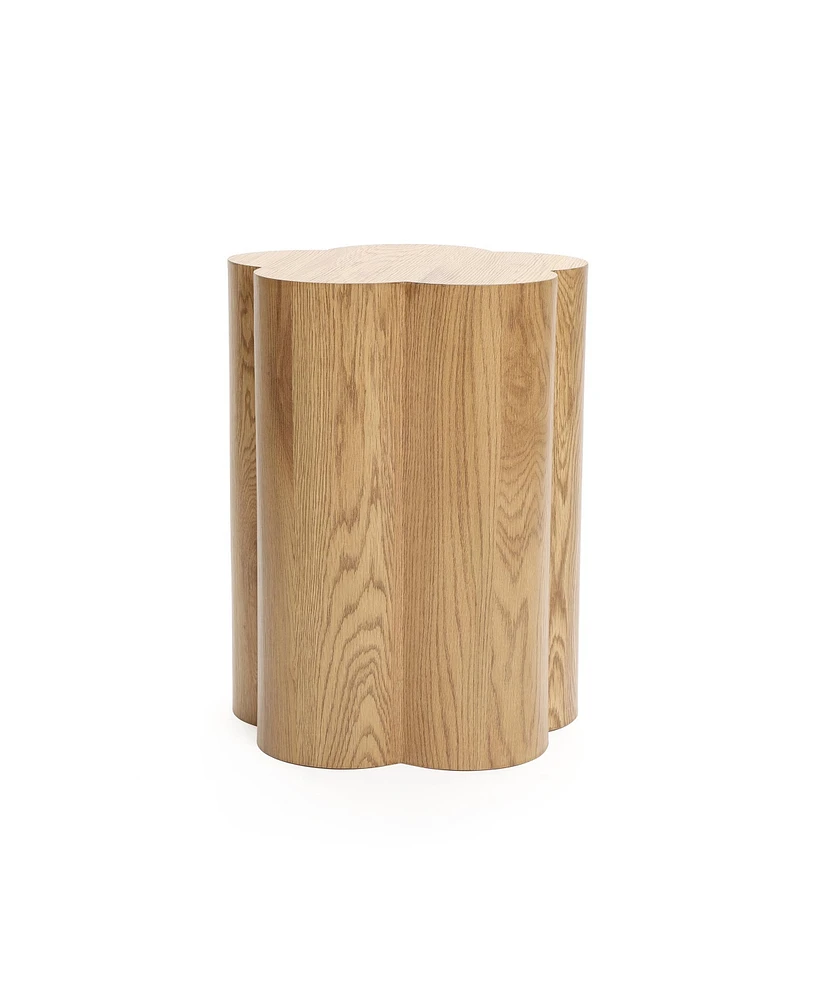 LuxenHome Wood Grain Manufactured Wood 20.5-Inch Tall Round End and Side Table