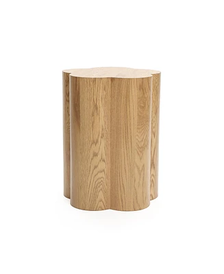 LuxenHome Wood Grain Manufactured Wood 20.5-Inch Tall Round End and Side Table