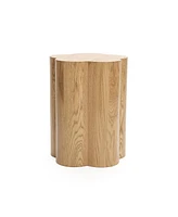 LuxenHome Wood Grain Manufactured Wood 20.5-Inch Tall Round End and Side Table