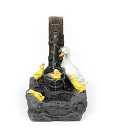 LuxenHome Resin Duck Family Bath Patio Fountain