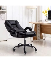 Dyhome Modern Task Chair, Adjustable Reclining Ergonomic Faux Leather Swiveling Pc & Racing Game Chair