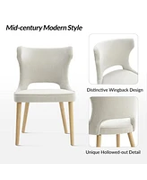 Rita Mid-Century Modern WaterProof Hollow Design Dining Chair with Wingback,Set of 2