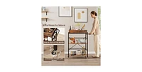 3-Tier Industrial Bar Cart with Detachable Tray for Kitchens