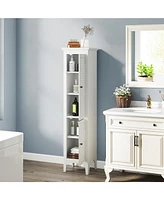 Tall Bathroom Floor Cabinet with Shutter Doors and Adjustable Shelf