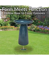Gleeful Garden Metal Bird Bath for Outdoors - Uv-Resistant Large Outside 23-Inch Canyon Clay Glaze