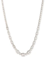 Givenchy Silver-Tone Mixed-Cut Cubic Zirconia Tennis Necklace, 16" + 3" extender