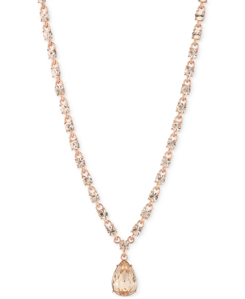Givenchy Color Crystal Pear-Shape Pendant Necklace, 16" + 3" extender