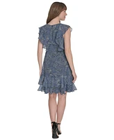 Tommy Hilfiger Petite Printed Ruffled Dres