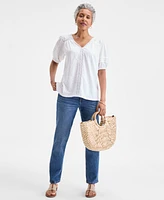 Style & Co Women's Lace-Trim V-Neck Top, Exclusively at Macy's