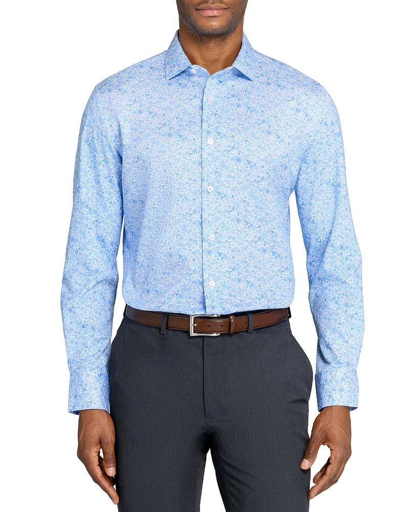 Michelsons Of London Men's Floral Print Hybrid Slim Fit Easy Care Long Sleeve Shirt