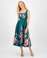 julia jordan Women's Printed Square-Neck Sleeveless Dress