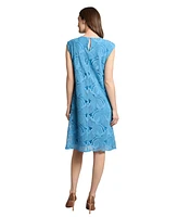 Jones New York Women's Cap-Sleeve Lace Swing Dress