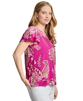 Jones New York Women's Printed Crewneck Short-Sleeve Top