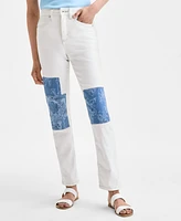 Style & Co. Women's Patchwork High-Rise Straight-Leg Jeans, Exclusively at Macy's