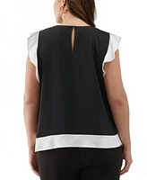 Ella Rafaella Plus Flounce Trim Sleeveless Top