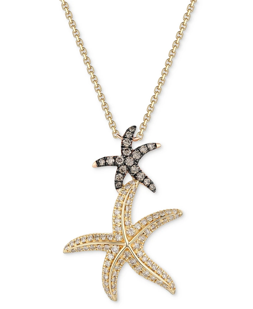Le Vian Nude Diamond & Chocolate Diamond Starfish Pendant Necklace (5/8 ct. t.w.) in 14k Two-Tone Gold, 19"