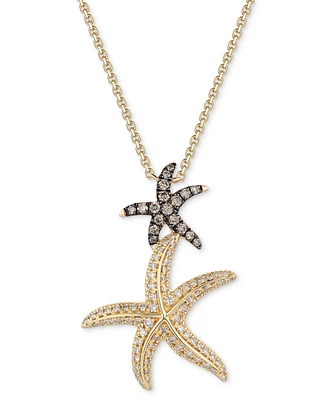 Le Vian Nude Diamond & Chocolate Diamond Starfish Pendant Necklace (5/8 ct. t.w.) in 14k Two-Tone Gold, 19"