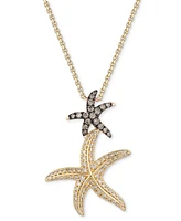 Le Vian Nude Diamond & Chocolate Diamond Starfish Pendant Necklace (5/8 ct. t.w.) in 14k Two-Tone Gold, 19"