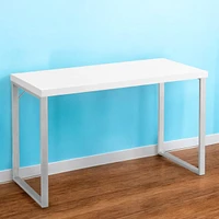 24-Inch White and Silver Computer Desk – Modern Workstation for Home Office